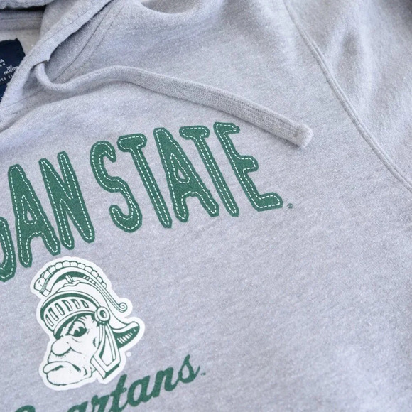 90S J America Sportswear Gray Michigan State Spartans Pull Over Hooded  Sweater - Picture 9 of 10